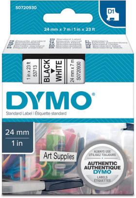 DYMO SCHRIFTBAND D1 53713 SCHWARZ/WEISS 24MMX7M 5411313537131