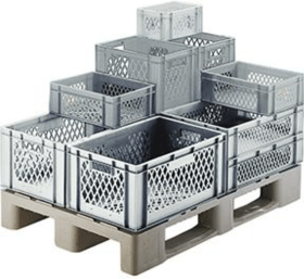 TRANSPORT-STAPELKASTEN 800X600X210MM GRAU WAND DURCHB. BODEN GES. 07021 02 15