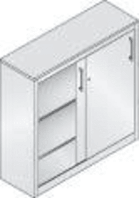 CP Schiebetürenschrank B1200xT500xH1200 mm RAL 7035 2 Fachböden