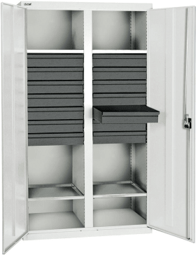 WERKZEUGSCHRANK M.TR. GRAU 1800X1000X500 14SCH. 4BÖD. 3004407