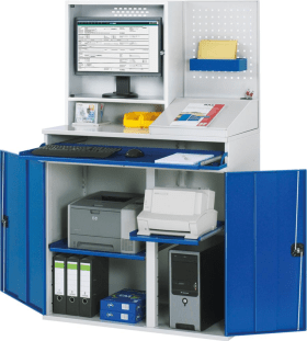 COMPUTER-SCHRANK 1100X520X1770MM RAL7035 5010 STATIONÄR M.TÜR 07-1100T-M67-MG2.11