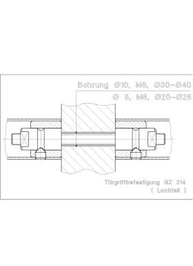 OGRO Stoßgriff-Befestigung GZ214,paarw., TS max.75