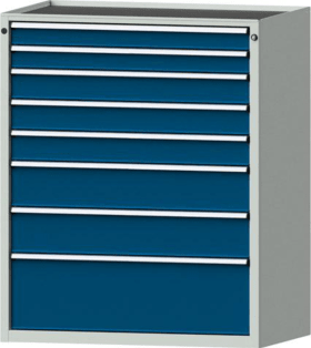 SCHUBLADENSCHRANK 4004 900X600MM 8 SL RAL 7035 /5010 999.133.0045