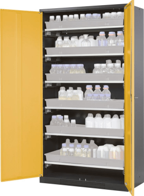CHEMIKALIENSCHRANK 1055X1950MM 2 TÜREN GELB 6 AUSZ 3049504030518
