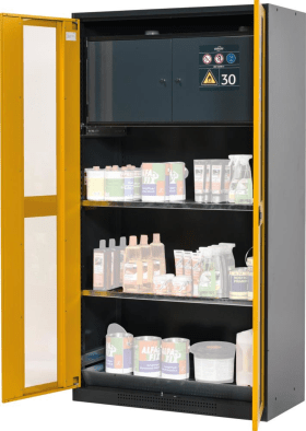 CHEMIKALIENSCHRANK GELB 3 TABLARAUSZÜGE 3084904030850