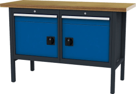 KASTENWERKBANK 1500MM 2 SCHUBLADEN 2 TÜR RAL7016/5010 FO66022KW15-1