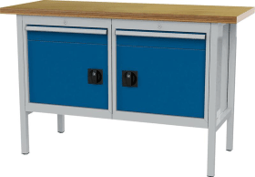 KASTENWERKBANK 1500MM 2 SCHUBLADEN 2 TÜR RAL7035/5010 FO66022KW15-2