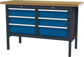 KASTENWERKBANK 1500MM 6 SCHUBLADENRAL 7016/5010 FO66033KW15-1