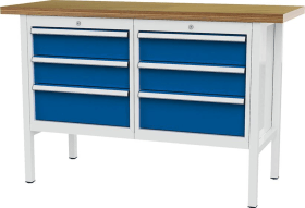 KASTENWERKBANK 1500MM 6 SCHUBLADENRAL 7035/5010 FO66033KW15-2