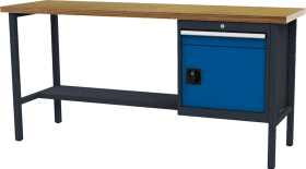 KASTENWERKBANK 2000MM 1 SCHUBLADE 1 TÜR RAL7016/5010 FO6002KW20-1