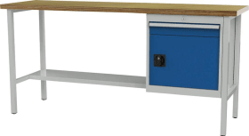 KASTENWERKBANK 2000MM 1 SCHUBLADE 1 TÜR RAL7035/5010 FO6002KW20-2