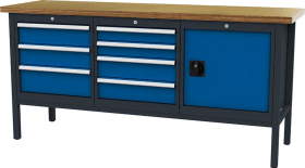 KASTENWERKBANK 2000MM 7 SCHUBLADEN 1 TÜR RAL7016/5010 FO666341KW20-1