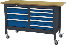 KASTENWERKBANK MOBIL 1500MM 8 SCHUBLADEN RAL7016/5010 FO6635MKW15-1