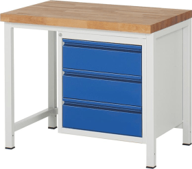 WERKBANK BASIC 1000X700X840MM RAL 7035/ 5010 40MM 3 SCHUBLA. 03-8157I1-107R4S.11