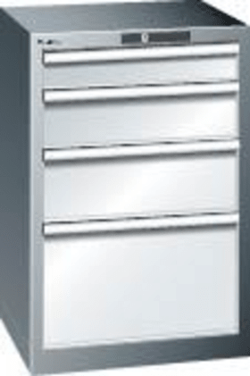 SCHUBLADENSCHRANK 27X27E 564X572X850MM RAL 7035 4 SCHUBLADEN 75KG 79.380.020