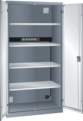 LADESCHRANK FLÜGELTÜREN RAL 6502/7035 1000X580X1950MM 1X5 FA.SCHUKO 62.956.521