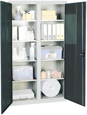 WERKZEUGSCHRANK S2000 RAL 7035/5010 MITTELTRENNWAND 8 FACHBÖDEN 2004071