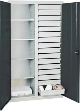 WERKZEUGSCHRANK S2000 RAL 7035/7016 MITTELTRENNWAND 16 S 4 FACHBÖDEN 2004171