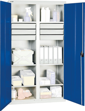 WERKZEUGSCHRANK S2000 RAL 7035/5010 6 WANNENBÖDEN 6 SCHUBLADEN 100MM 2004274