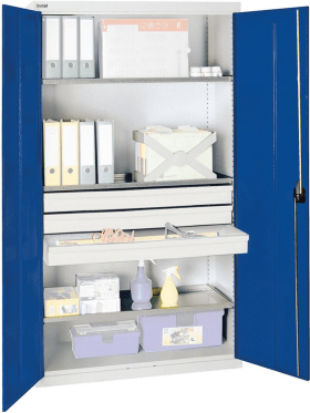 WERKZEUGSCHRANK S2000 RAL 7035/5010 3 WANNENBÖDEN 3 SCHUBLADEN 2008274