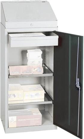 SCHRANKPULT S2000 RAL 7035/7016 1 SCHREI BPULT, 1 SCHUBL 2 FACHBÖDEN 2092171