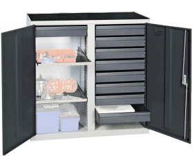 WERKZEUGSCHRANK S3000 RAL 7035/7016 MITTELTRENNWAND 9SCHUBL 2WANNENB 3002971