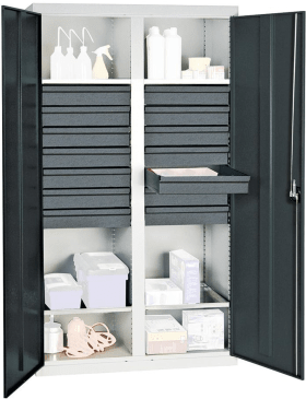 WERKZEUGSCHRANK S3000 RAL 7035/7016 2 ABT. 4 WANNENBÖDEN 14 SCHUBLADEN 3004471