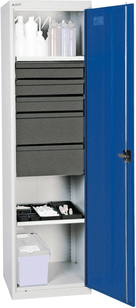 WERKZEUGSCHRANK S3000 RAL 7035/5010 2 WANNENBÖDEN 5 SCHUBLADEN 3005674