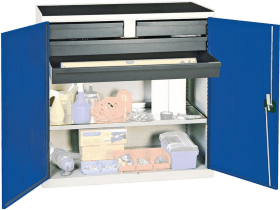 WERKZEUGSCHRANK S3000 RAL 7035/5010 4 AUSZ. SCHUBLADEN1 WANNENBODEN 3007474