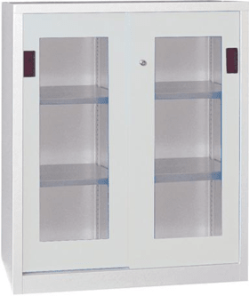 SCHIEBETÜRENSCHRANK 1000X400X1200MM RAL 7035 2 BÖDEN VERZINKT 30301-100-490-735