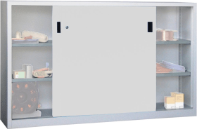 SCHIEBETÜRENSCHRANK 2000X400X1200MM RAL 7035 4 BÖDEN VERZINKT 30301-200-400-735
