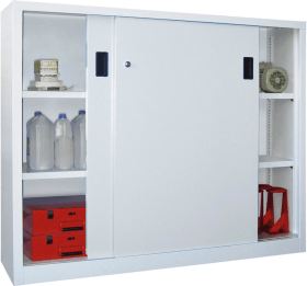 SCHWERLAST-SCHIEBETÜRENSCHRANK 1500X400X 1200MM R7035 4 BÖD. GP 30331-150-401-735