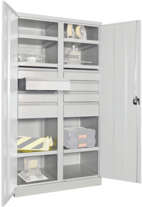 SCHWERLASTSCHRANK M.TÜR. 1040X630X1950MM R7035 6 FB SL 8 36363-104-004-735