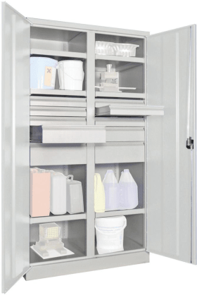 SCHWERLASTSCHRANK M.TÜR. 1040X630X1950MM R7035 6 FB SL 10 36363-104-006-735