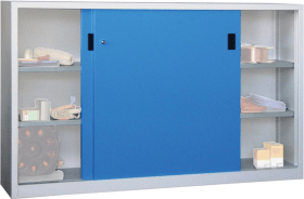 SCHIEBETÜRENSCHRANK 2000X600X1000MM RAL 7035/5012 4 BÖD. GP 30300-200-601-735512