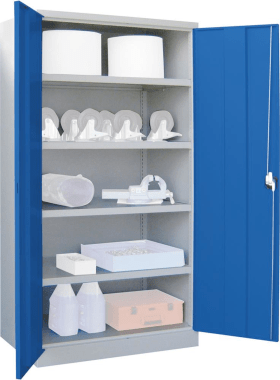 SCHWERLASTSCHRANK 1040X630X1950MM RAL 7035/5012 4 BÖDEN 36362-104-001-735512