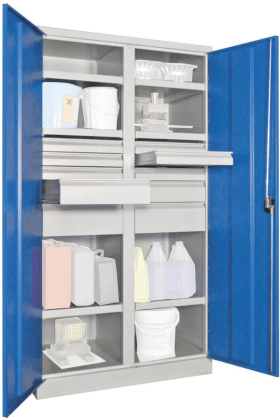 SCHWERLASTSCHRANK M.TÜR. 1040X630X1950MM R7035/5012 6FB SL10 36363-104-006-735512