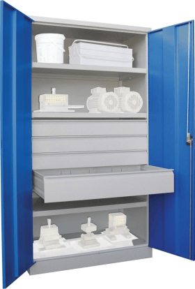 SCHWERLASTSCHRANK 1040X630X1950MM RAL 7035/5012 3 FB SL 4 36365-104-004-735512