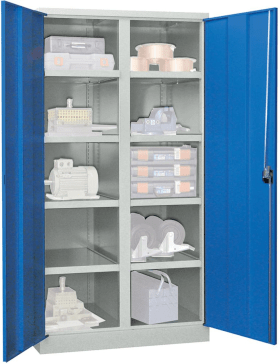 SCHWERLASTSCHRANK 1040X630X1950MM RAL 7035/5012 8 BÖDEN 36366-104-001-735512