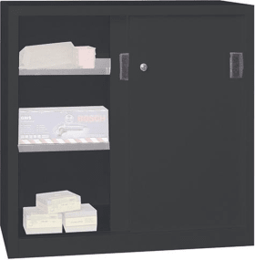 SCHIEBETÜRENSCHRANK 1000X600X1000MM RAL 7035/7016 2 BÖD. VZ 30300-100-600-735716