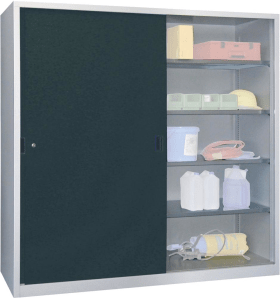 SCHIEBETÜRENSCHRANK 2000X600X1950MM RAL 7035/7016 8 BÖD. VZ 30302-200-600-735716