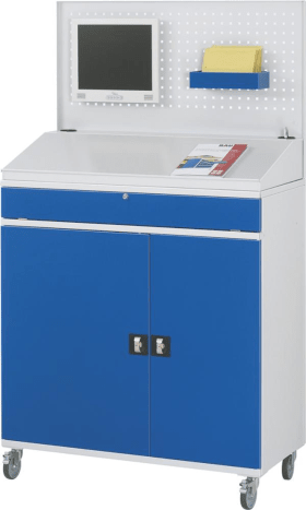 COMPUTER-SCHRANK 1100X520X1895MM RAL7035 /5010 MOBIL GEHÄUSE OFFE 07-1100-M61F.11