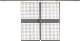 SCHIEBTÜR TRENNWANDSYSTEM VARIO 1800X 2550MM RAL5010 DRAHTGITTER 9242/BLAU5010