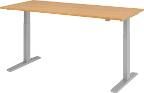 SCHREIBTISCH HÖHENVERS. 1800X800X700- 1200MM GE. SILBER PLA. BUCHE VXMKA19/6/S