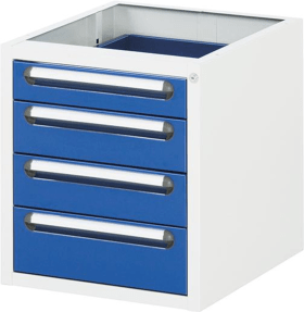 Rau Unterbau-Container B480xT600xH545mm RAL 7035/5010 4 Schubladen