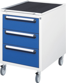 Rau Roll-Container B480xT600xH690mm RAL 7035/5010 3 Schubladen