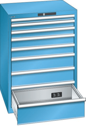 SCHUBLADENSCHRANK 36X36E 717X725X1000MM 8 SCHUB. 75KG D2X230V KEYLOCK 74.827.010