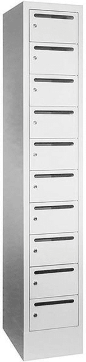 Pavoy Verteilerschank, 10 Fächer, 300 mm Abteil, RAL 7035