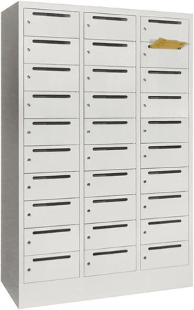 Pavoy Verteilerschank, 30 Fächer, 300 mm Abteil, RAL 7035