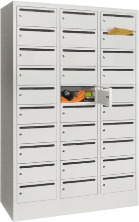 Pavoy Verteilerschank, 30 Fächer, 400 mm Abteil, RAL 7035